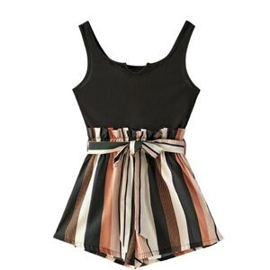 NEW One-Piece Romper | Striped | Belted | Large